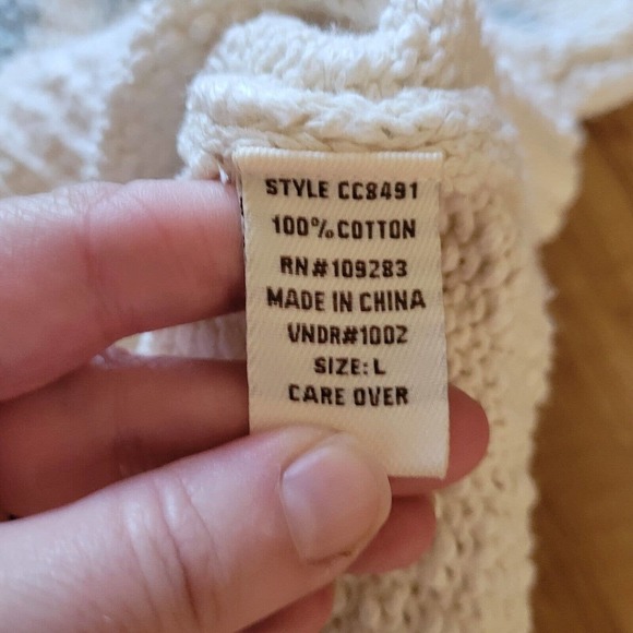 Vintage Havana Sweater Top Shirt Womens Large White Blue Tie Dye Texture Basic - Picture 6 of 10